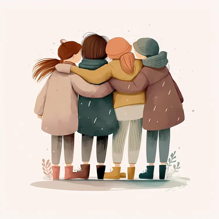 Group of Four Friends Hugging
