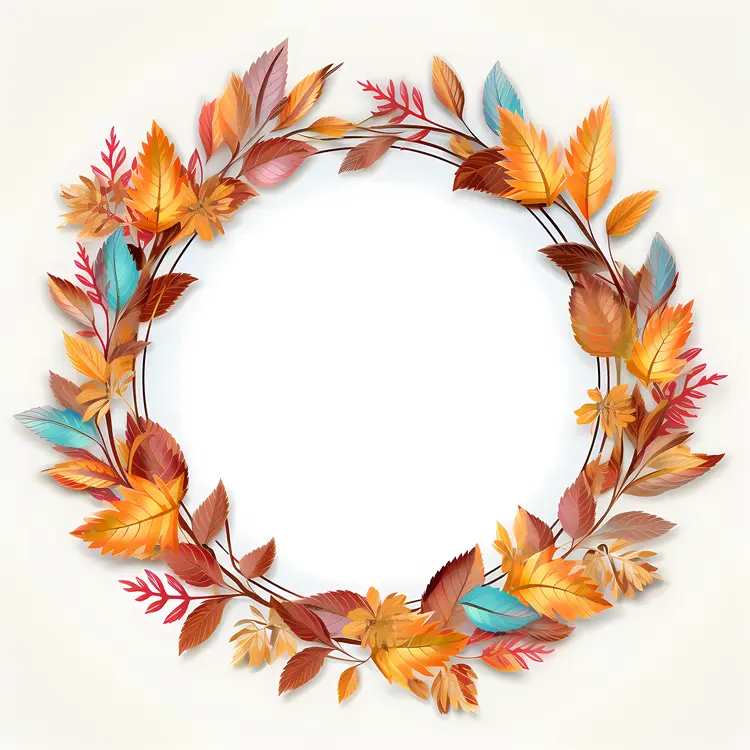 Autumn Wreath with Colorful Leaves