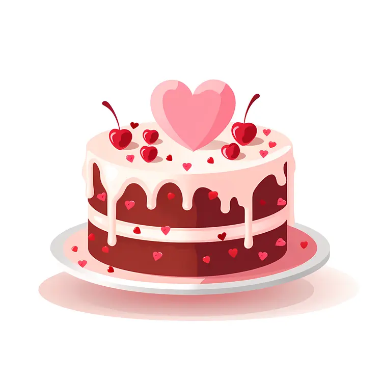 Pink Heart Cake with Cherry Topping