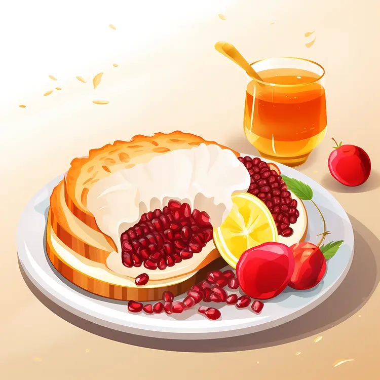 Delicious Bread with Pomegranate Seeds and Honey for Rosh Hashanah