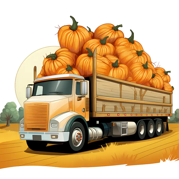 Truck Loaded with Pumpkins for Harvest Season