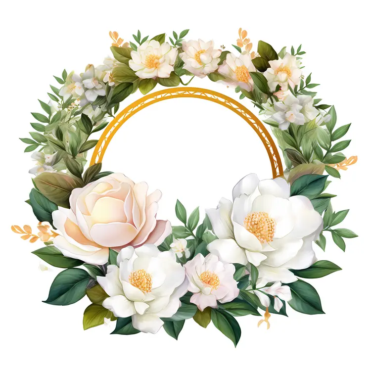 Beautiful Floral Wreath with White and Pink Flowers
