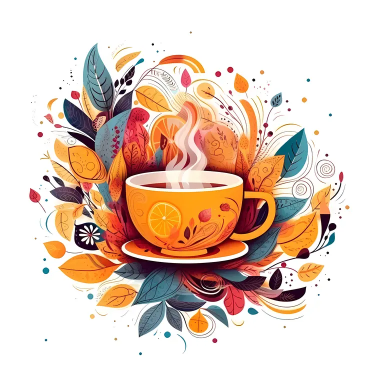Orange Teacup with Steam
