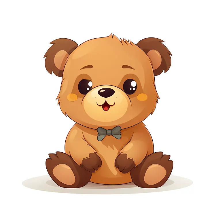 Cute Brown Teddy Bear with Bow Tie