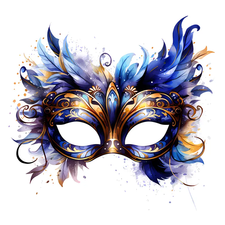 Mystical Blue and Purple Feather Mask