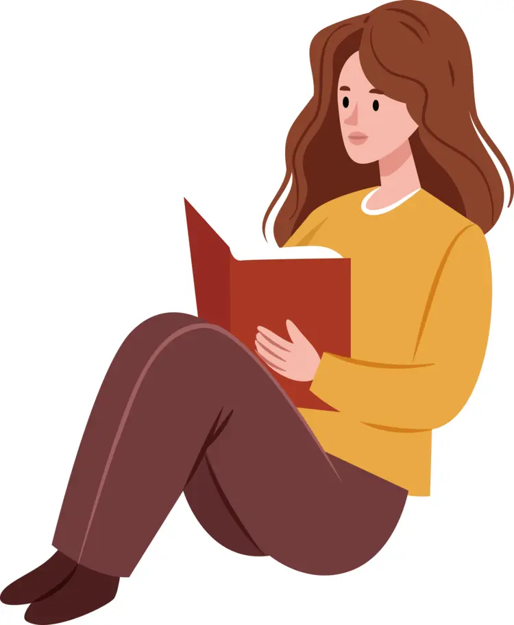 Woman Sitting and Reading a Book