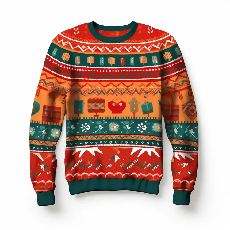 Festive Christmas Sweater with Holiday Patterns