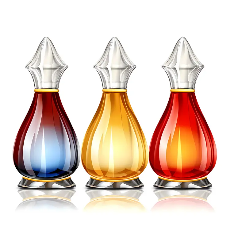 Elegant Perfume Bottles with Colorful Liquids
