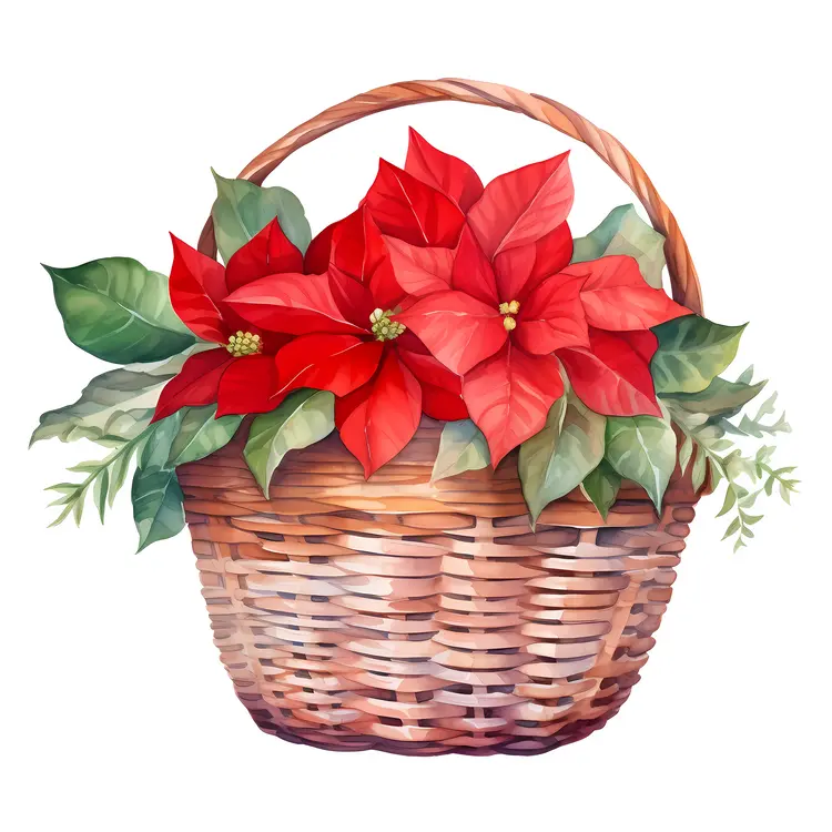 Festive Poinsettia Basket for Christmas Decor