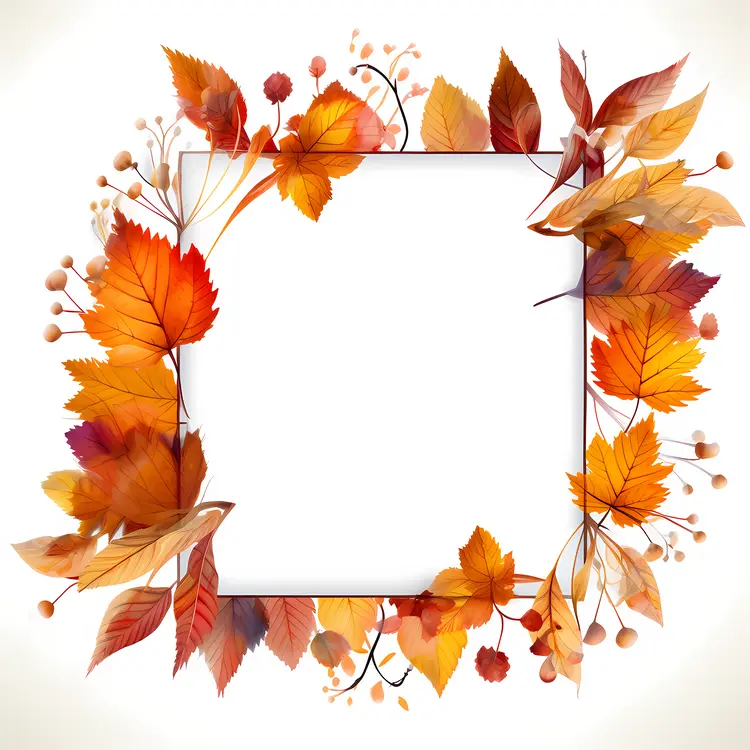 Decorative Frame with Autumn Leaves