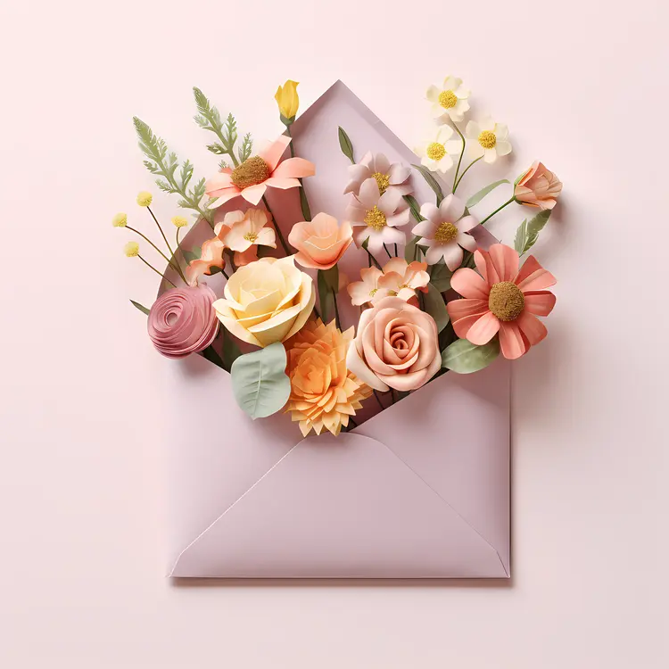 Warm Toned Floral Envelope Illustration
