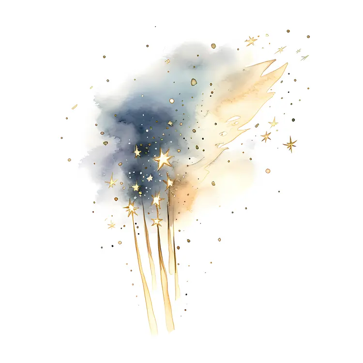 Golden Shooting Star with Blue Background