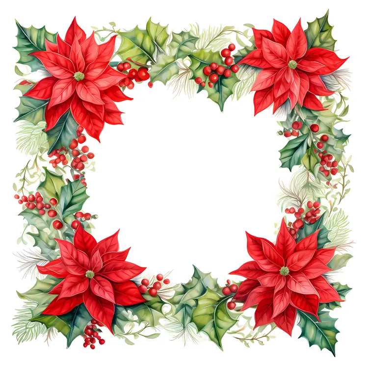 Lush Christmas Wreath with Poinsettias