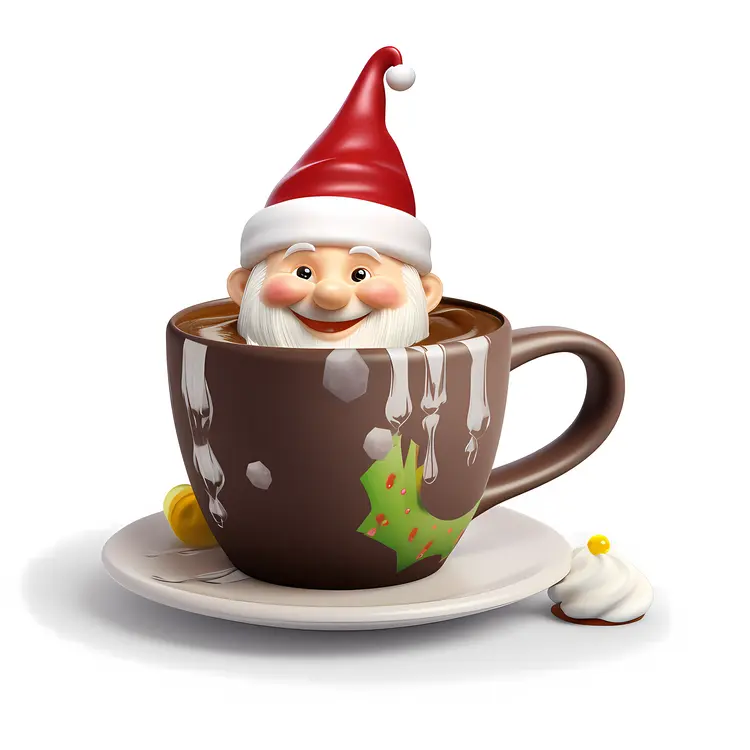 Santa Claus in a Cup of Hot Chocolate