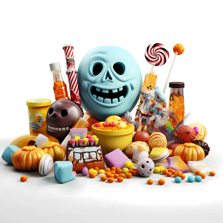 Halloween Candy Display with Skulls