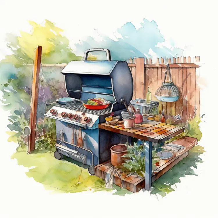 Outdoor Grill in a Cozy Backyard Setting