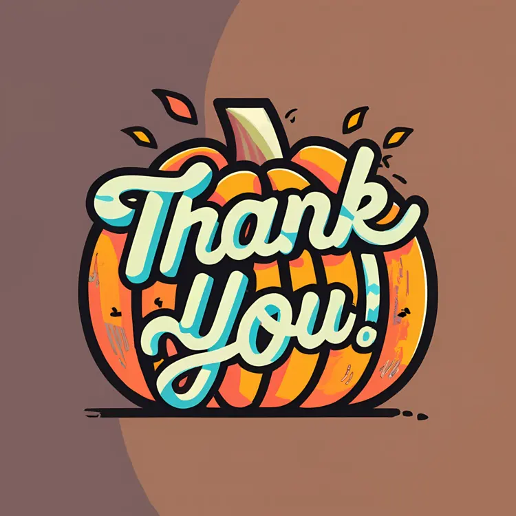 Thank You Pumpkin with Falling Leaves
