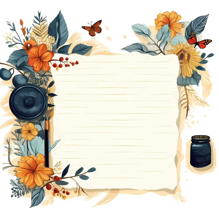 Blank Paper with Floral Border