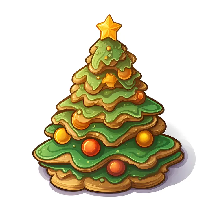 Green Iced Christmas Tree Cookie with Star
