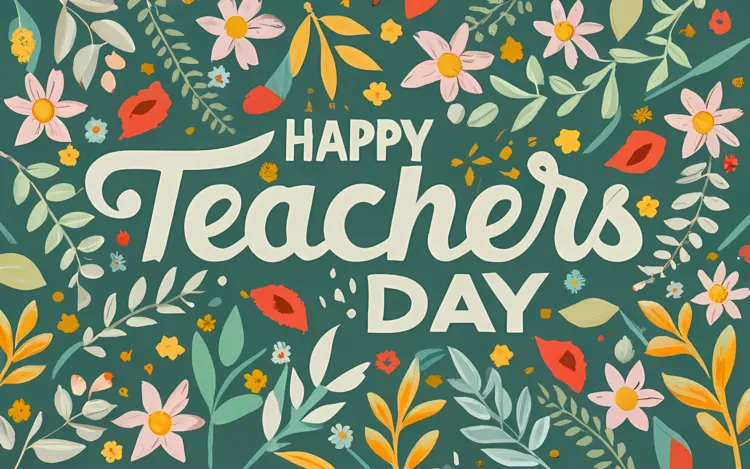 Happy Teachers Day with Colorful Flowers