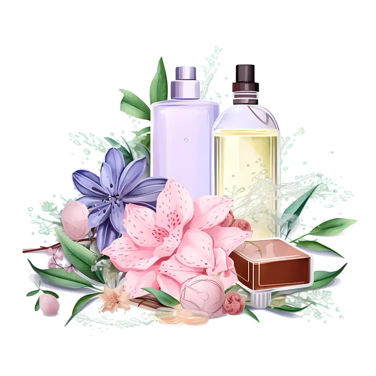 Perfume Bottles with Floral Arrangement