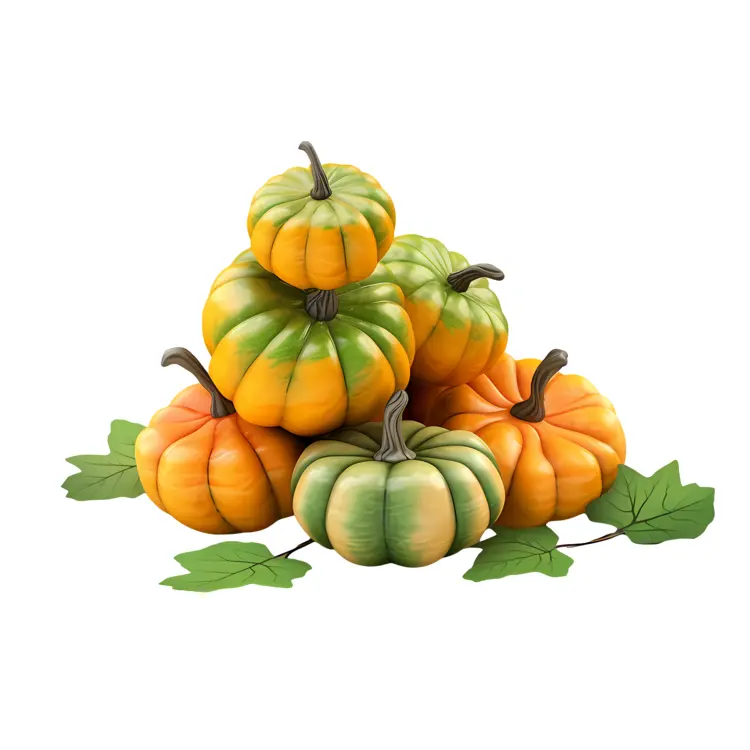 Group of Orange and Green Pumpkins