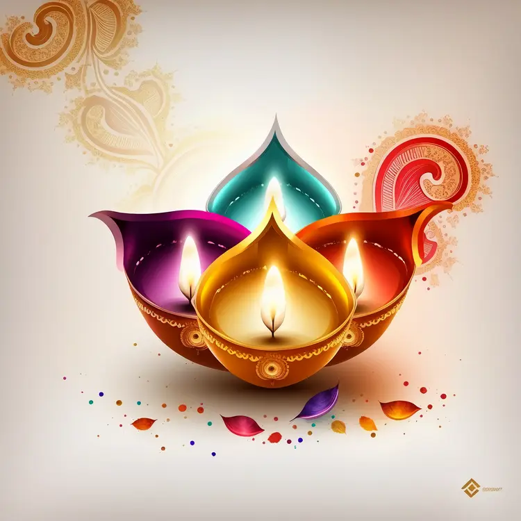 Colorful Diya Lamps for Diwali Celebration