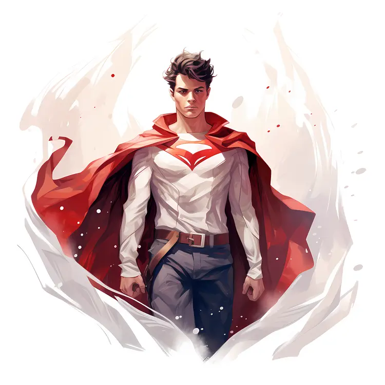 Standing Superhero with Red Cape