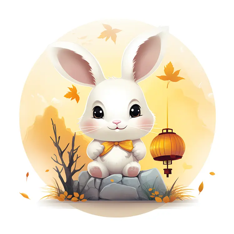 Cute Rabbit with Autumn Lantern