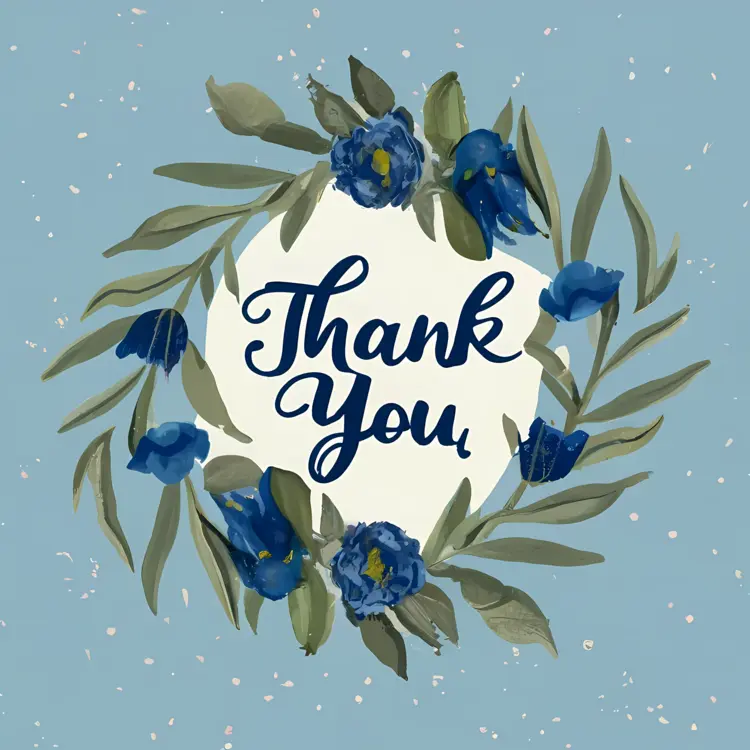 Thank You Wreath with Blue Flowers