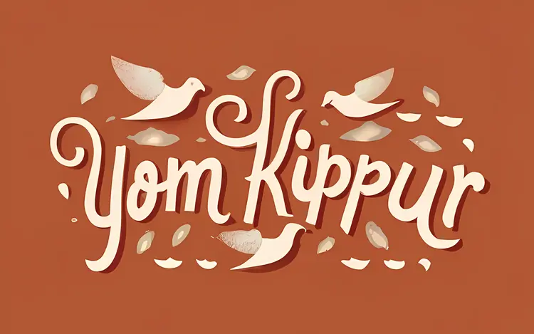 Yom Kippur Celebration with Doves and Leaves