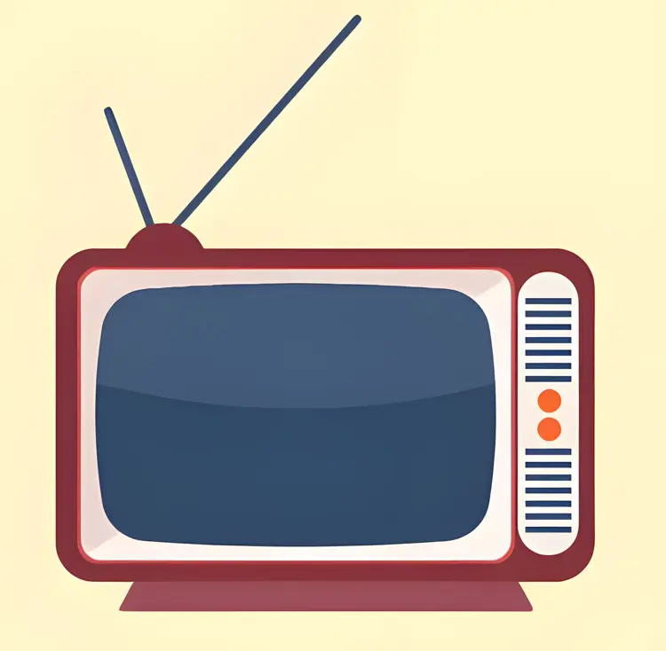 Retro TV with Antenna Illustration
