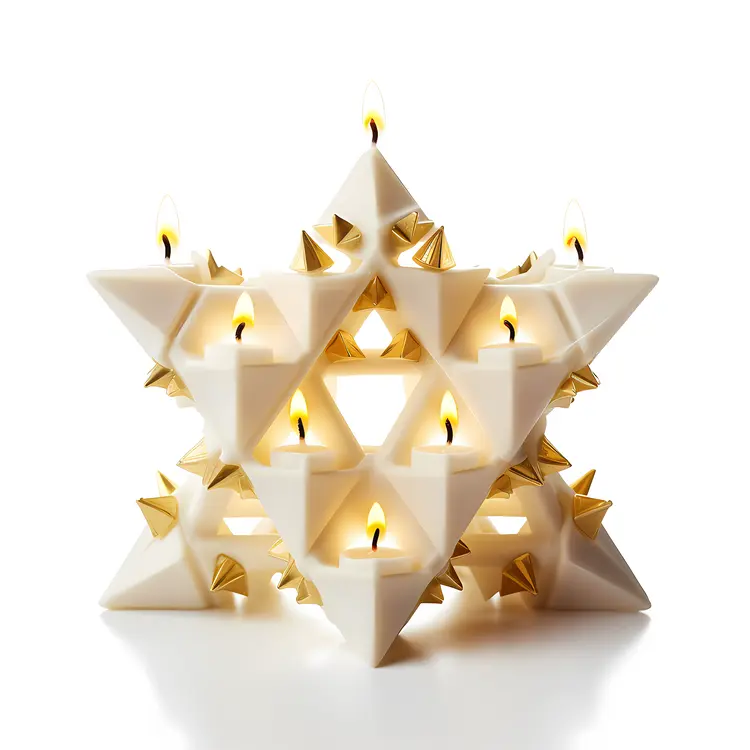 Modern Geometric Candle Holder with White and Gold Accents