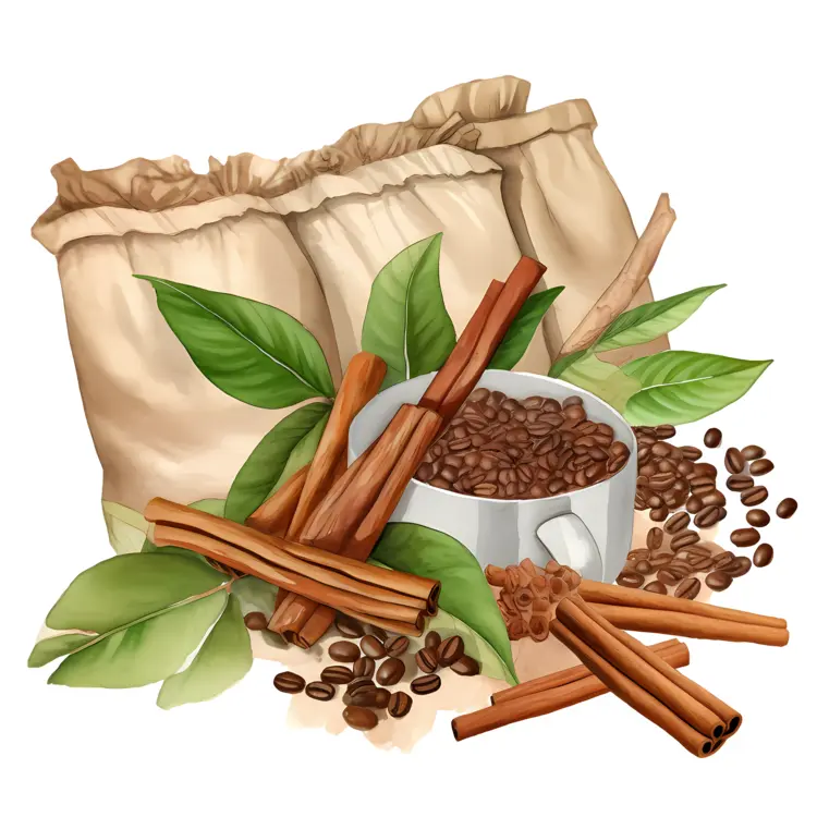 Coffee Beans and Cinnamon Sticks
