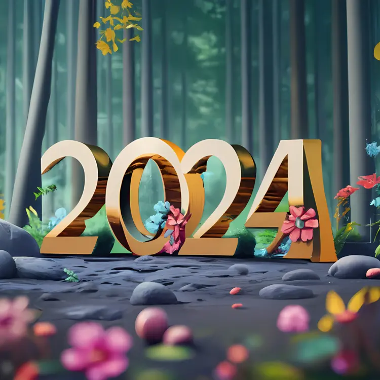 2024 with Flowers in Nature