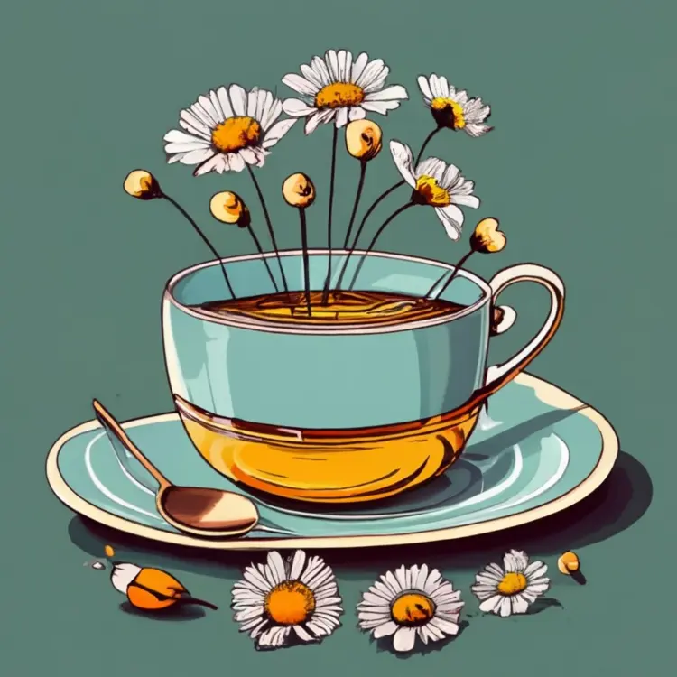 Teacup with Daisies Illustration