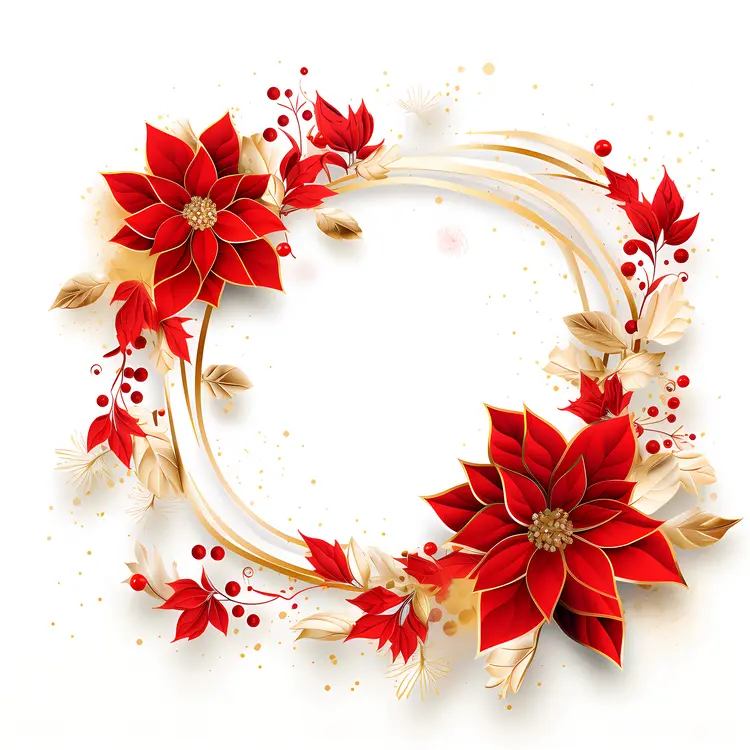 Poinsettia and Holly Wreath