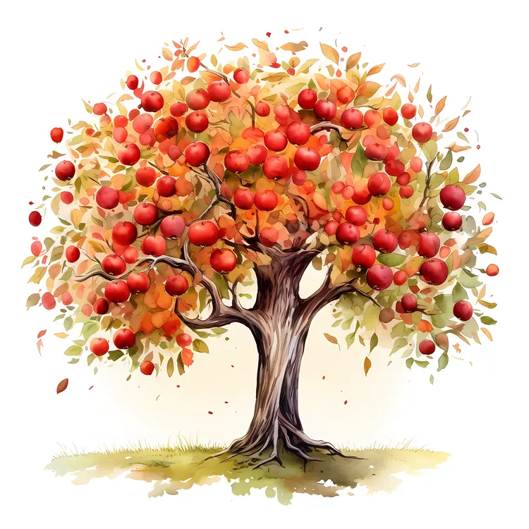 Apple Tree with Red Apples