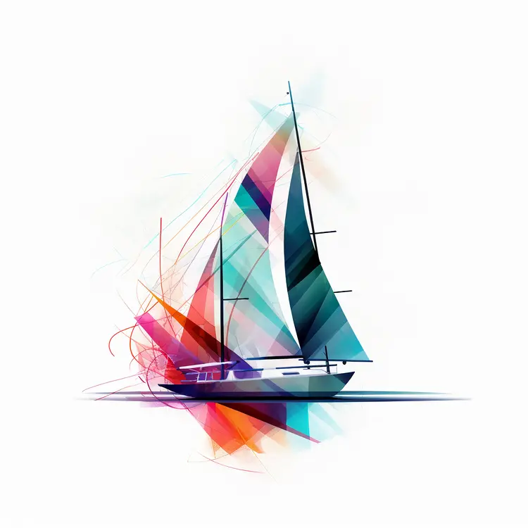 Colorful Abstract Sailboat Illustration