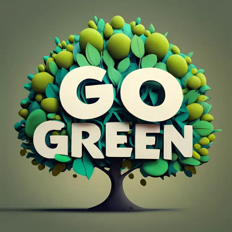 Go Green Slogan with Tree and Leaves