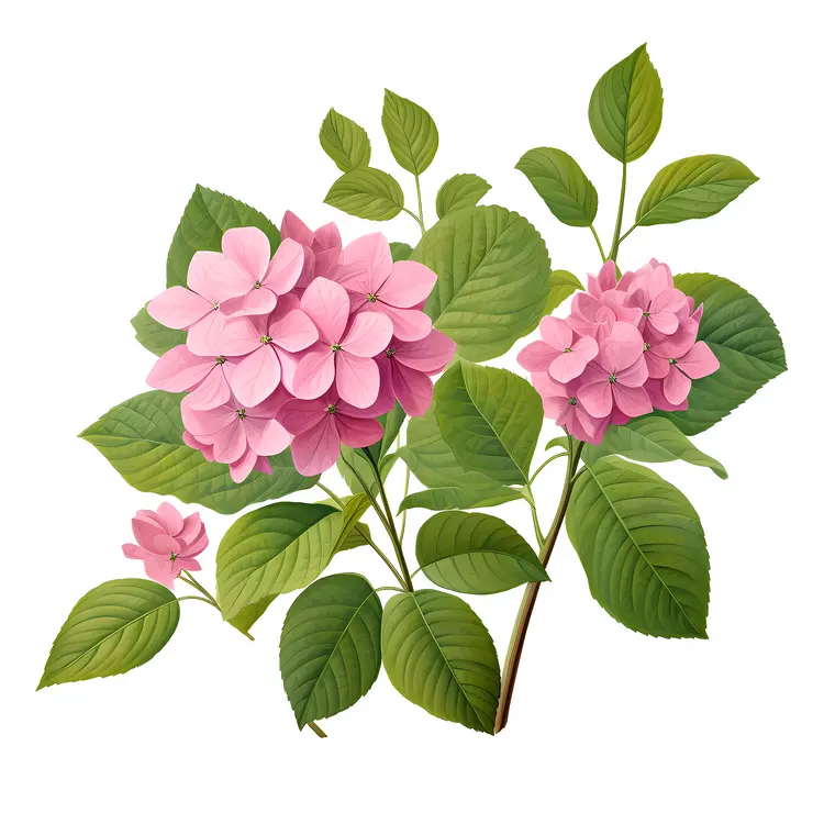 Beautiful Pink Flowers with Green Leaves