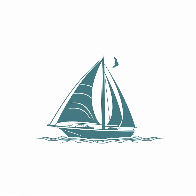 Simple Sailboat Illustration with Bird