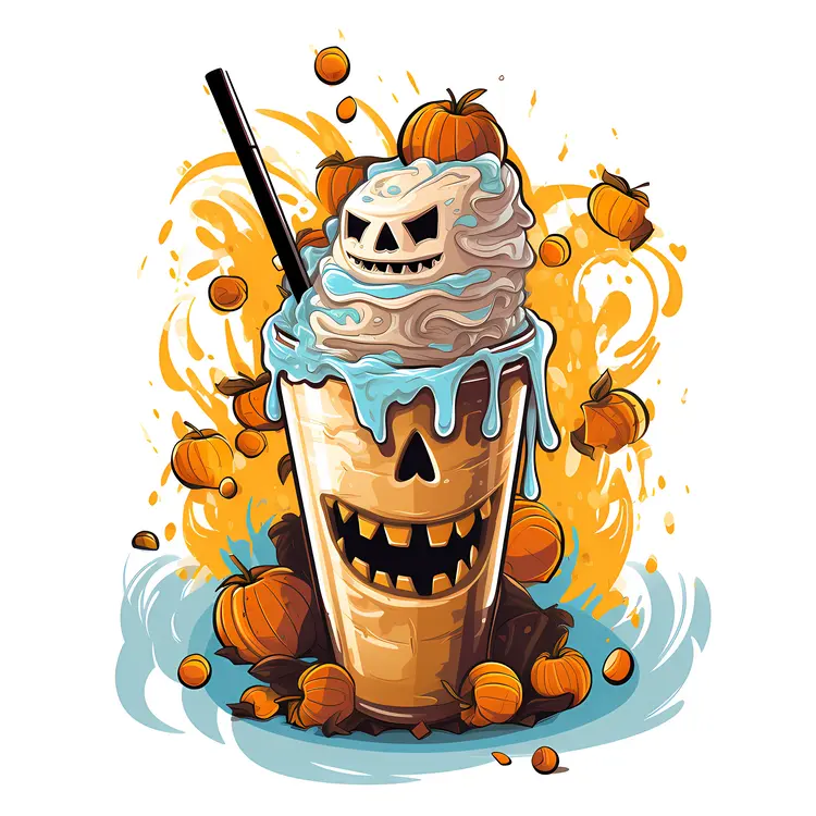 Pumpkin Face Milkshake with Pumpkins