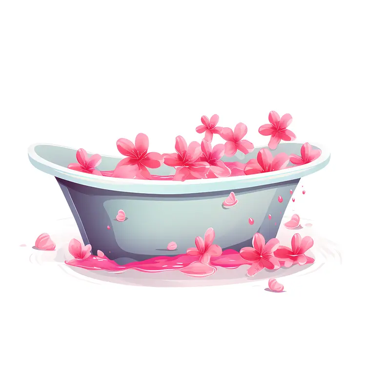 Bathtub with Pink Flowers