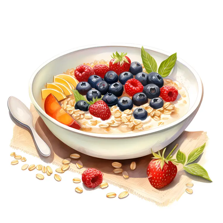Oatmeal with Mixed Berries and Fruit