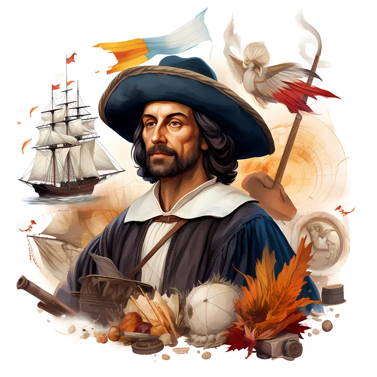 Historical Explorer with Nautical Items