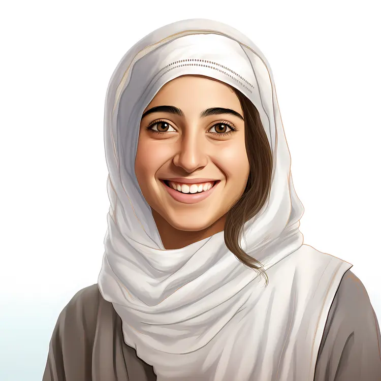 Smiling Woman in White Hijab