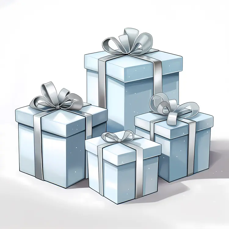 Blue Gift Boxes with White Ribbons