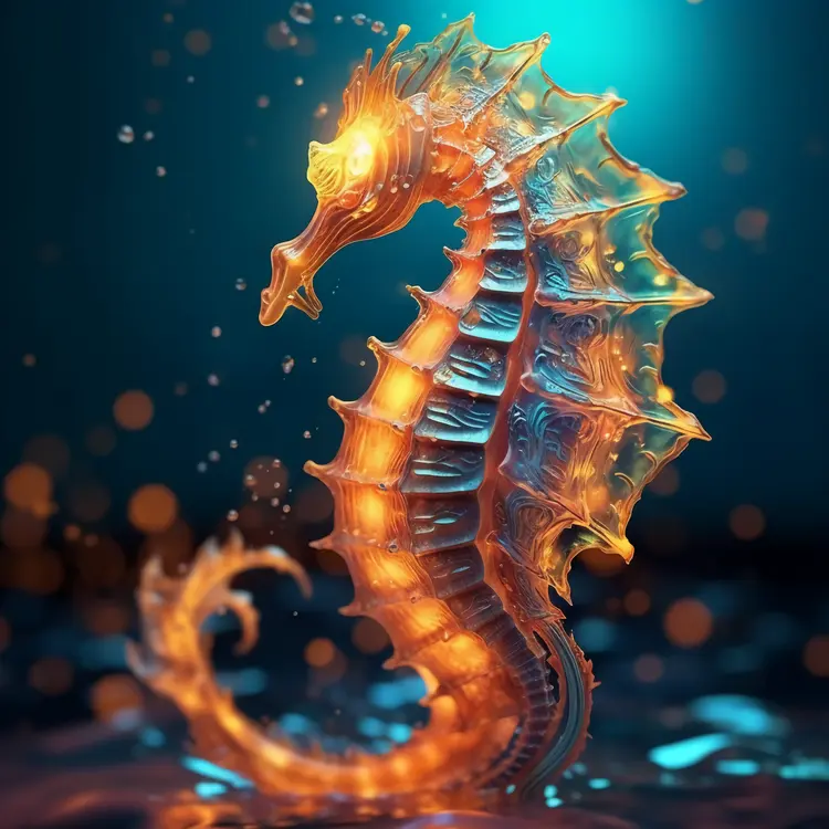 Glowing Seahorse in Underwater Scene