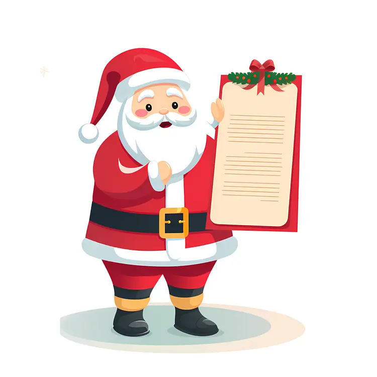 Cartoon Santa Claus with List